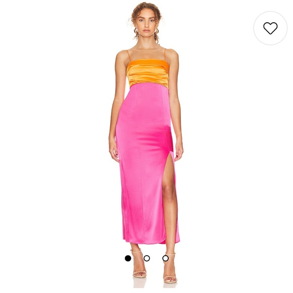 Alice & Olivia - Lilly’s Slit Midi Dress in Orange and Candy - US 4 - Picture 2 of 10